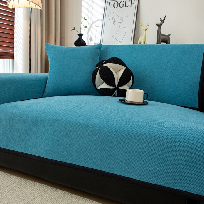 91家纺网 家纺一手货源 找家纺 沐沐家纺 2026新款沐春沙发垫 海风蓝