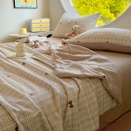 91家纺网 家纺一手货源 找家纺 （总）金梦拉家纺 2025新款A类提花纱布双层纱夏被四件套