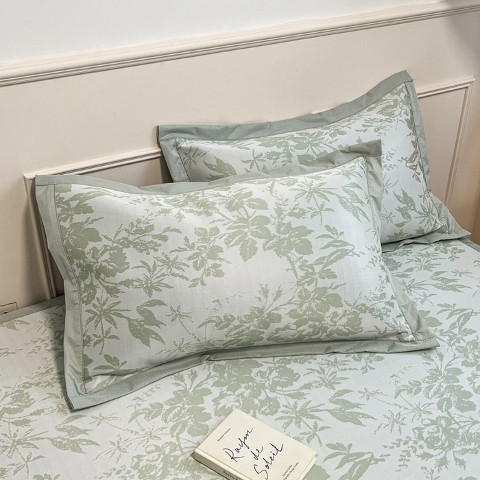 91家纺网 家纺一手货源 找家纺 宜代光年 2025新款冷凝丝可水洗提花凉感席-床席款 凉感繁花-绿