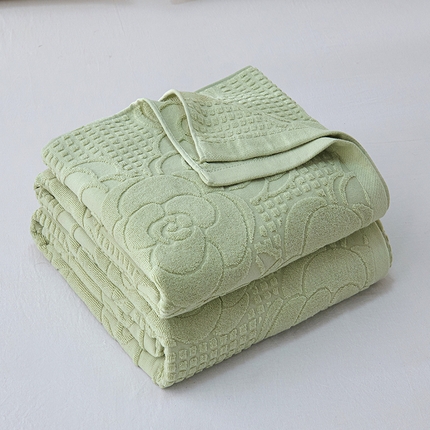 91家纺网 家纺一手货源 找家纺 悦然毛巾被 2025新款经典纯棉毛巾毯 玫瑰物语灰青