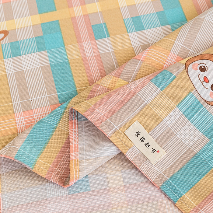 91家纺网 家纺一手货源 找家纺 芃成家纺 2025新款加厚老粗布床单 彩格兔