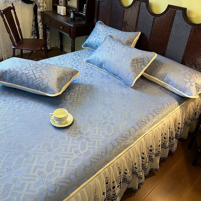 91家纺网 家纺一手货源 找家纺 网红馆（ck家纺） 2025新款可脱卸床裙款冰藤席-盛夏繁星 雾清