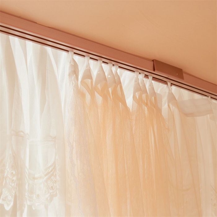 91家纺网 家纺一手货源 找家纺 迪凡保罗蚊帐 2025新款2513款双轨铝合金落地导轨蚊帐 杏仁色