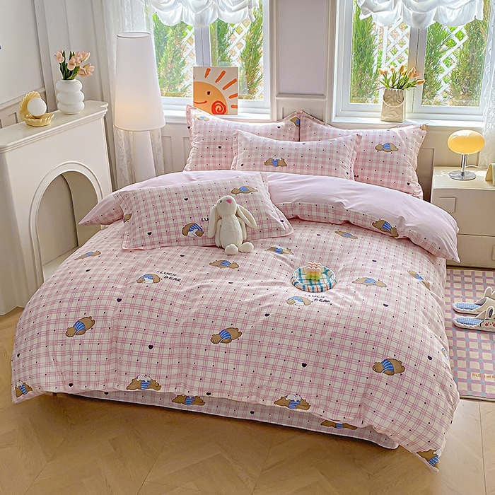 91家纺网 家纺一手货源 找家纺 天之爱 2025新款全棉印花四件套 趴趴熊