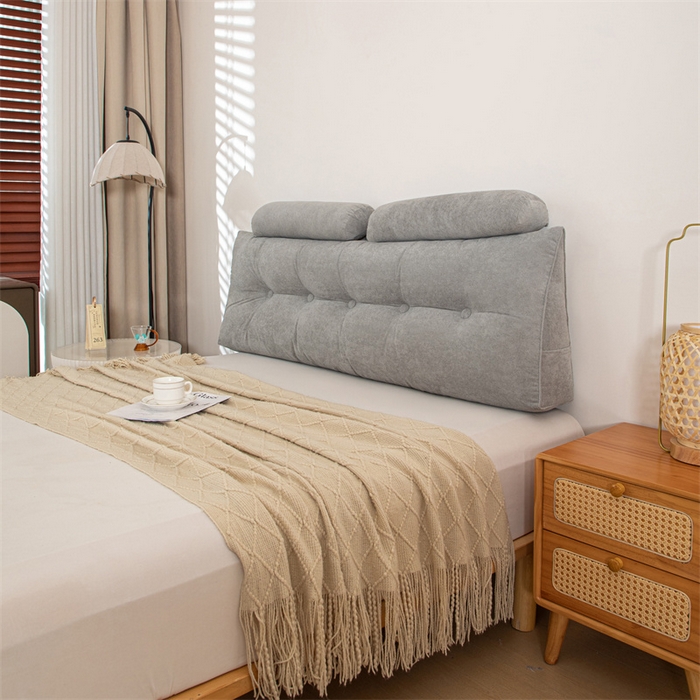 91家纺网 家纺一手货源 找家纺 沐沐家纺 2026新款小羊绒三角靠背带头枕 灰色