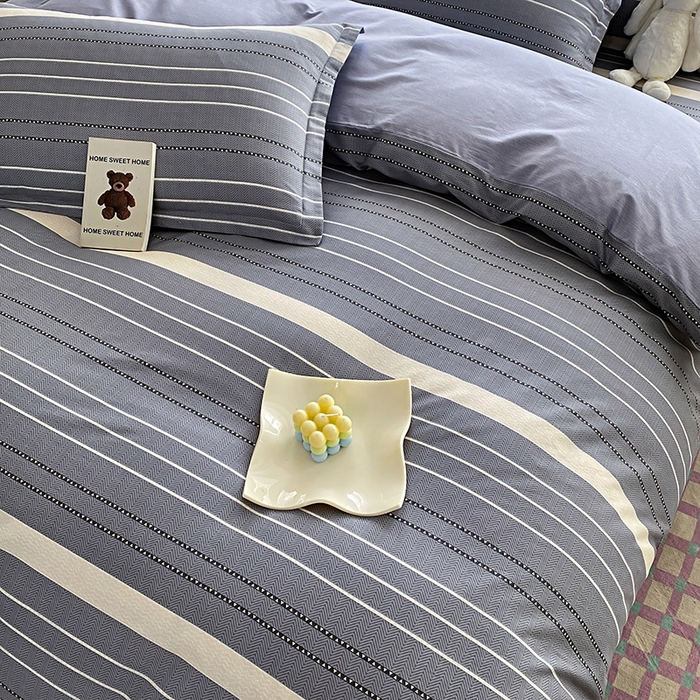 91家纺网 家纺一手货源 找家纺 天之爱 2025新款全棉印花四件套 芬利莱-灰