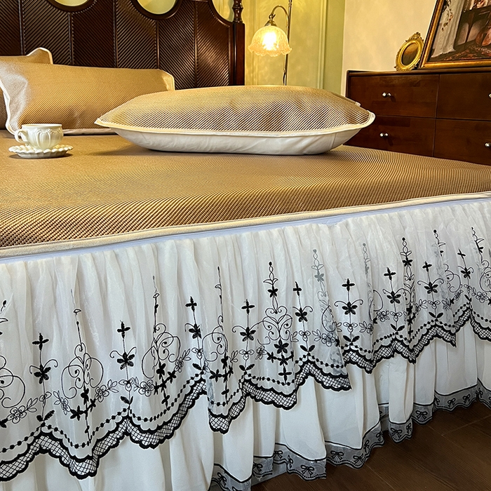 91家纺网 家纺一手货源 找家纺 网红馆（ck家纺） 2025新款可脱卸床裙款冰藤席-盛夏繁星 浅棕