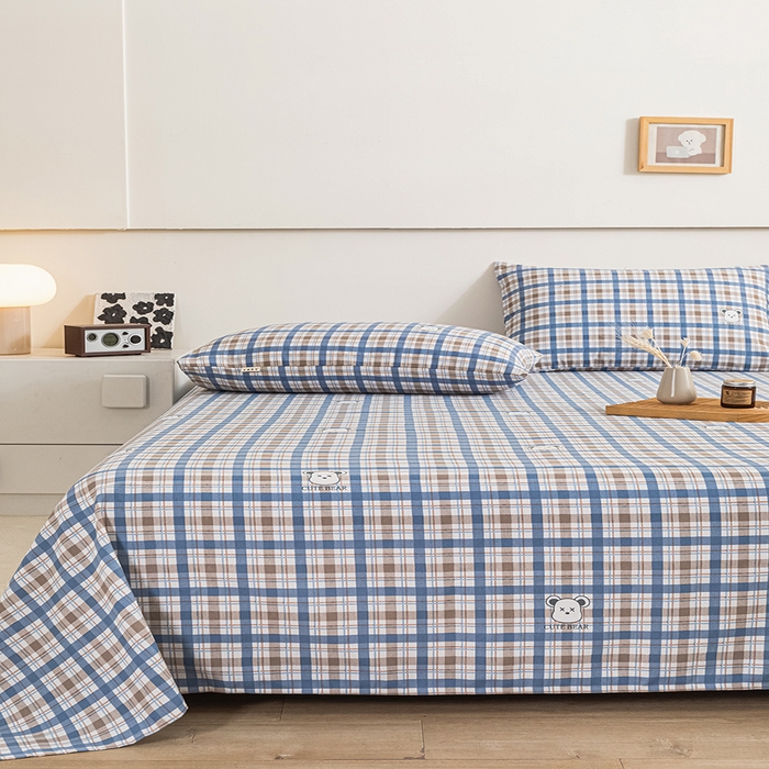 91家纺网 家纺一手货源 找家纺 芃成家纺 2025新款加厚老粗布床单 呆呆熊