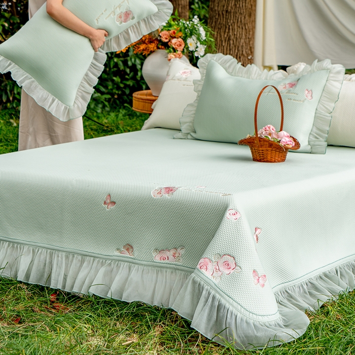 91家纺网 家纺一手货源 找家纺 （总）禾时 2025新款高端A类母婴级加密加厚450g品牌凉感丝啵啵面料床盖三件套夹棉床单