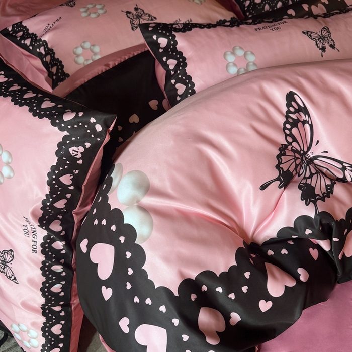 91家纺网 家纺一手货源 找家纺 丽斐纺织 2025新款冰丝四件套 梦蝶珠园