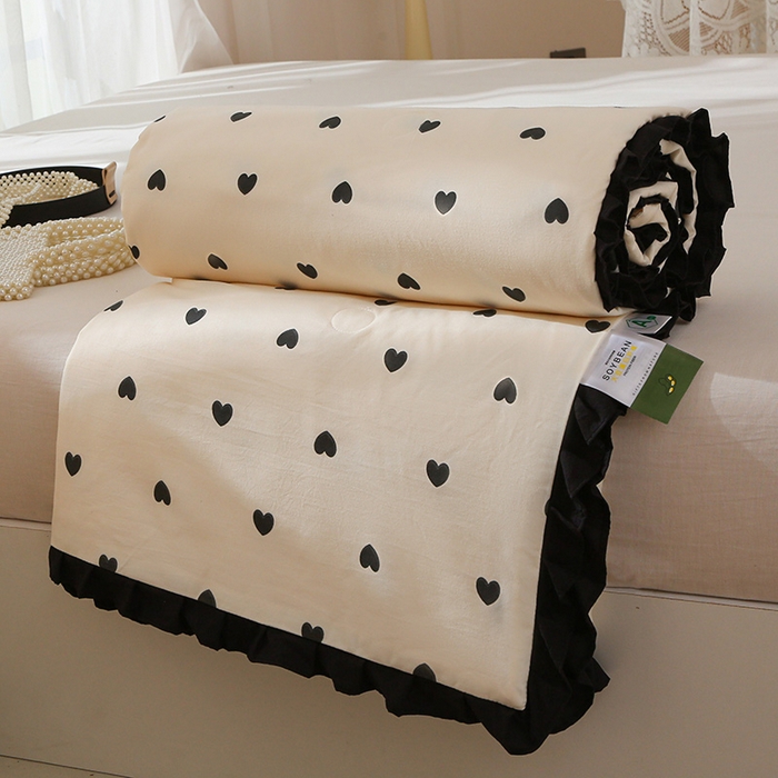 91家纺网 家纺一手货源 找家纺 （总）薇玛仕 2025新款韩版宽边水洗棉大豆夏被赫本风亲肤柔软夏季薄被子