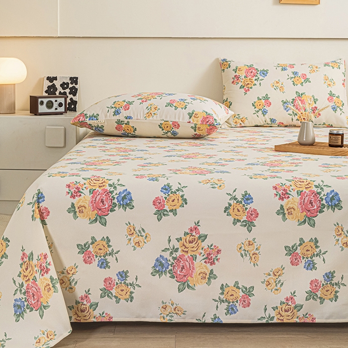 91家纺网 家纺一手货源 找家纺 芃成家纺 2025新款加厚老粗布床单 繁花