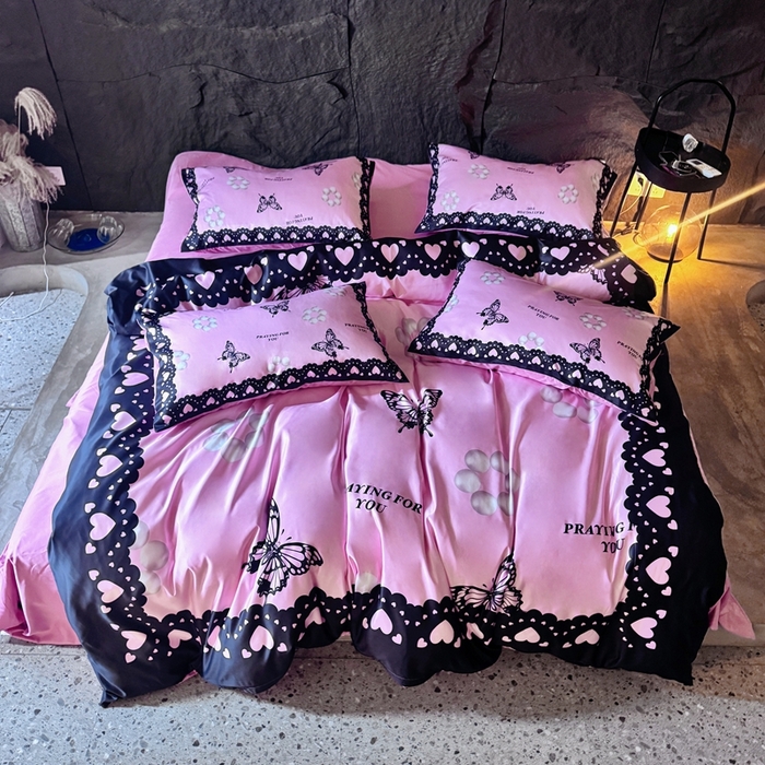 91家纺网 家纺一手货源 找家纺 丽斐纺织 2025新款冰丝四件套 梦蝶珠园