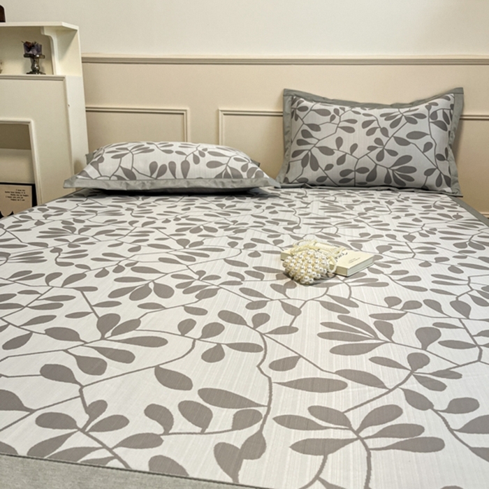 91家纺网 家纺一手货源 找家纺 宜代光年 2025新款冷凝丝可水洗提花凉感席-床席款 凉感叶繁-灰