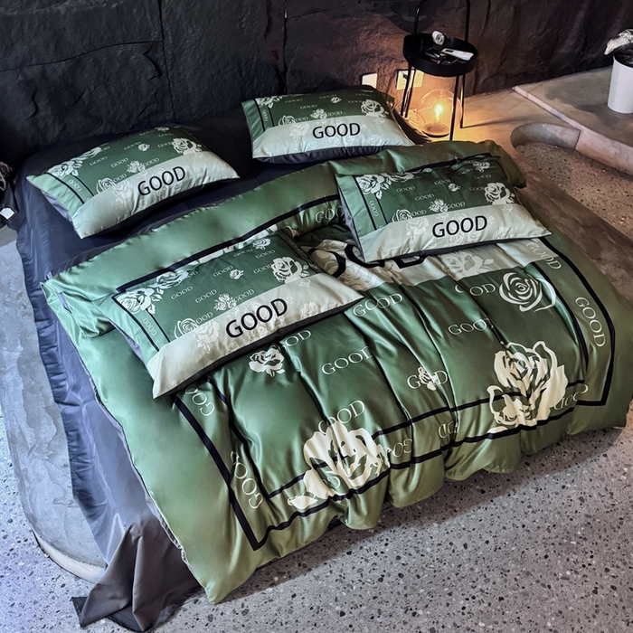 91家纺网 家纺一手货源 找家纺 丽斐纺织 2025新款冰丝四件套 青缇玫瑰