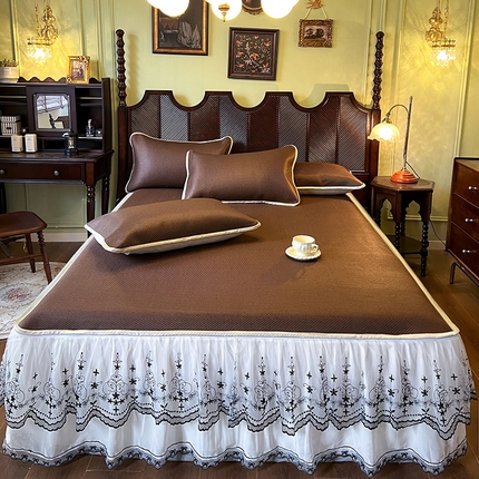 网红馆（ck家纺） 2025新款可脱卸床裙款冰藤席-盛夏繁星 深咖