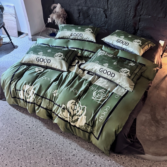 91家纺网 家纺一手货源 找家纺 丽斐纺织 2025新款冰丝四件套 青缇玫瑰