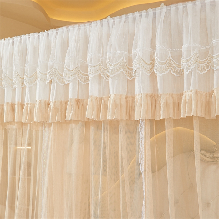 91家纺网 家纺一手货源 找家纺 迪凡保罗蚊帐 2025新款2513款双轨铝合金落地导轨蚊帐 杏仁色