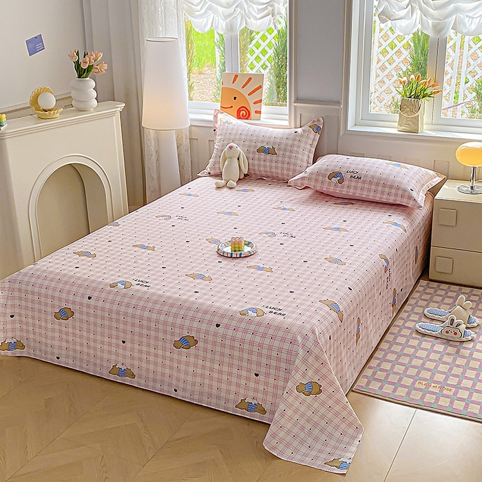 91家纺网 家纺一手货源 找家纺 天之爱 2025新款全棉印花单床单 趴趴熊