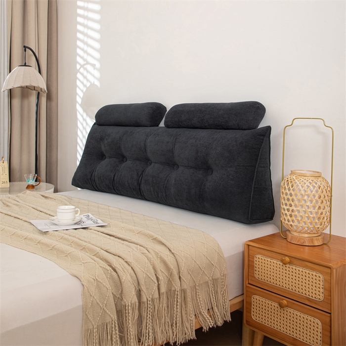 91家纺网 家纺一手货源 找家纺 沐沐家纺 2026新款小羊绒三角靠背带头枕 黑色