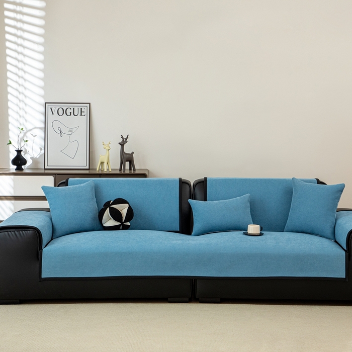 91家纺网 家纺一手货源 找家纺 沐沐家纺 2026新款沐春沙发垫 青雾蓝