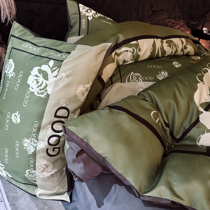 91家纺网 家纺一手货源 找家纺 丽斐纺织 2025新款冰丝四件套 青缇玫瑰