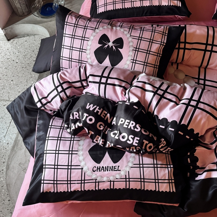 91家纺网 家纺一手货源 找家纺 丽斐纺织 2025新款冰丝四件套 黑粉格格