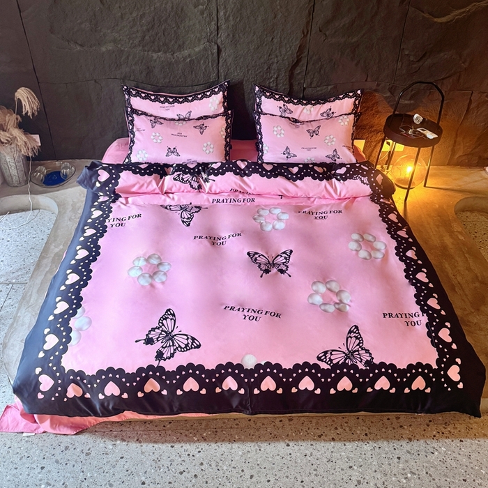 91家纺网 家纺一手货源 找家纺 丽斐纺织 2025新款冰丝四件套 梦蝶珠园