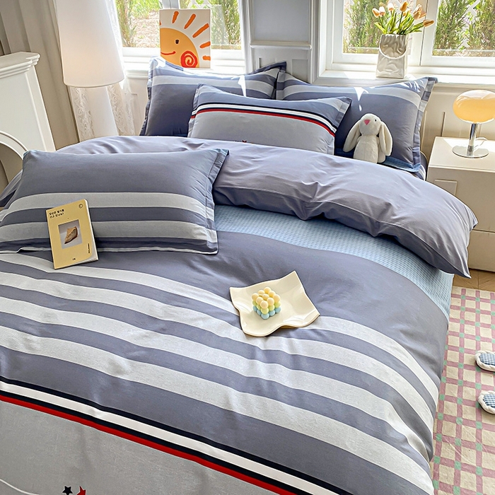 91家纺网 家纺一手货源 找家纺 天之爱 2025新款全棉印花四件套 沐光-灰