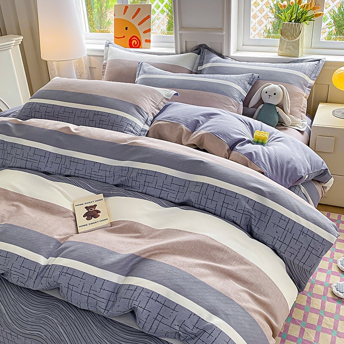 91家纺网 家纺一手货源 找家纺 天之爱 2025新款全棉印花四件套 布兰卡-灰