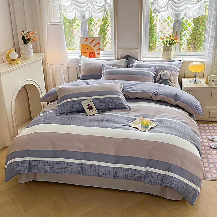 91家纺网 家纺一手货源 找家纺 天之爱 2025新款全棉印花四件套 布兰卡-灰