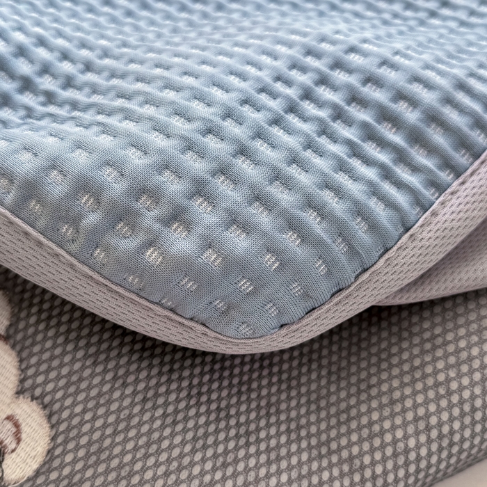 91家纺网 家纺一手货源 找家纺 萌飞 2025新款乙纶PE中分子华夫格凉豆豆凉席 中分子PE凉豆豆凉席-欢乐熊-时尚蓝【床笠款】