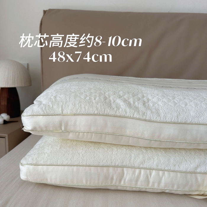 91家纺网 家纺一手货源 找家纺 （总）昕科 2025新款蕾丝复合蚕丝枕-桑蚕丝刺绣蝴蝶蕾丝花边枕芯莱赛尔纤维天丝立体枕头