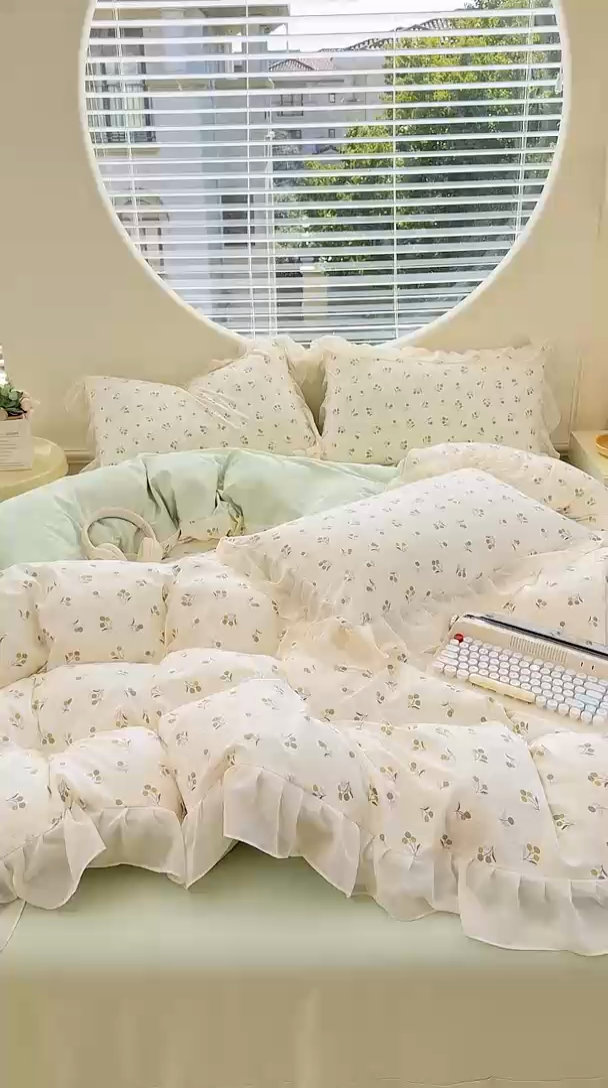 91家纺网 家纺一手货源 找家纺 橘子家 2025新款云纱四件套 寻觅