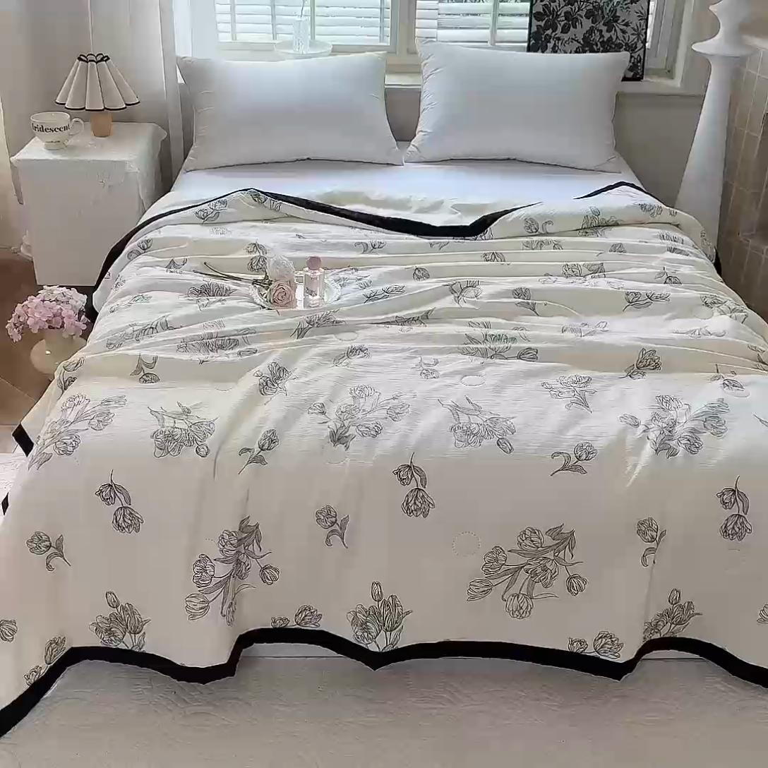 91家纺网 家纺一手货源 找家纺 九诺家纺 2025新款轻奢赫本夏被夏凉被 赫本-郁金香