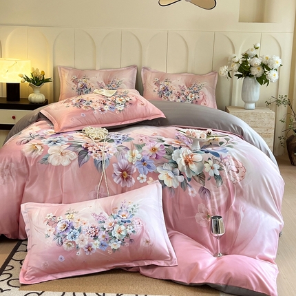 大麦乐田 2025新款数码印花大版花卉四件套 芙丽嘉