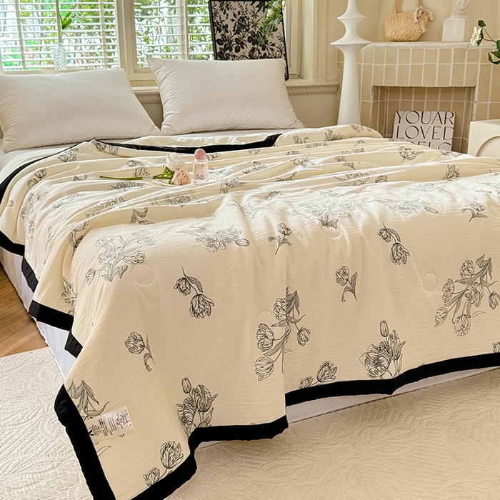 91家纺网 家纺一手货源 找家纺 九诺家纺 2025新款轻奢赫本夏被夏凉被 赫本-郁金香