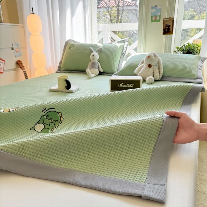 91家纺网 家纺一手货源 找家纺 （总）萌飞 2025新款乙纶PE中分子华夫格凉豆豆凉席