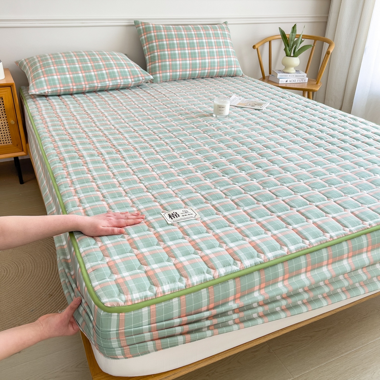 91家纺网 家纺一手货源 找家纺 （总）蕾诺家纺 2025新款新疆棉花夹棉床垫床笠保护套