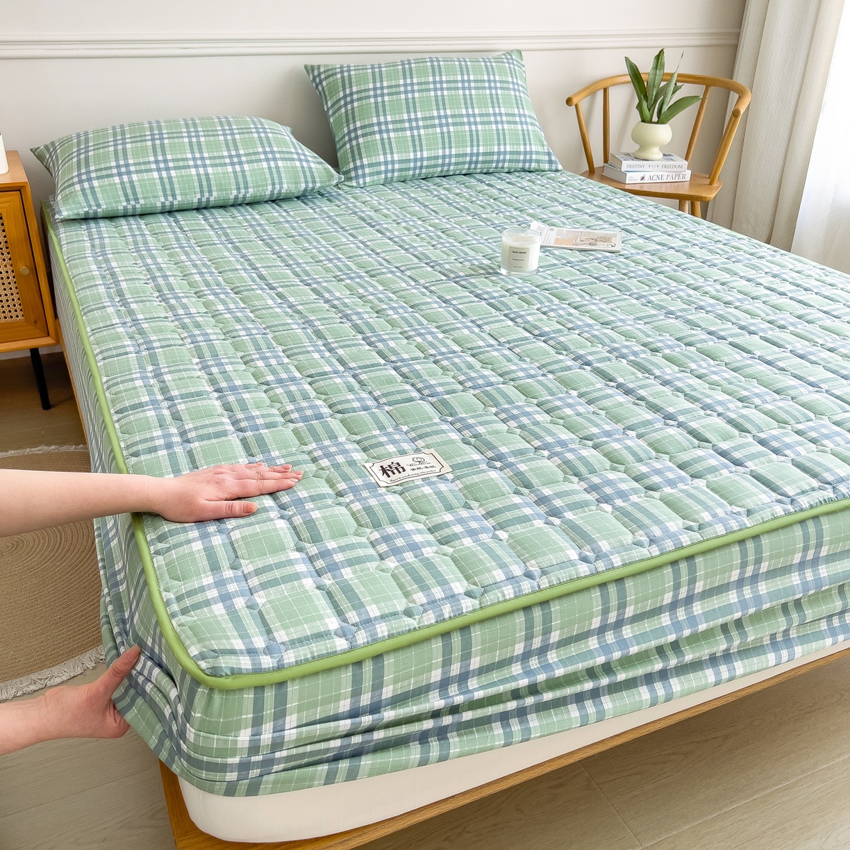 91家纺网 家纺一手货源 找家纺 （总）蕾诺家纺 2025新款新疆棉花夹棉床垫床笠保护套