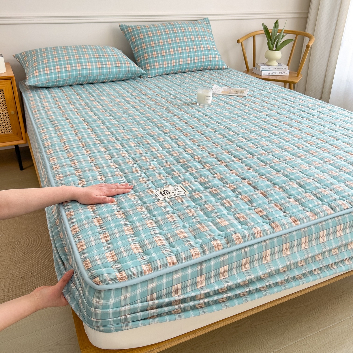 91家纺网 家纺一手货源 找家纺 （总）蕾诺家纺 2025新款新疆棉花夹棉床垫床笠保护套