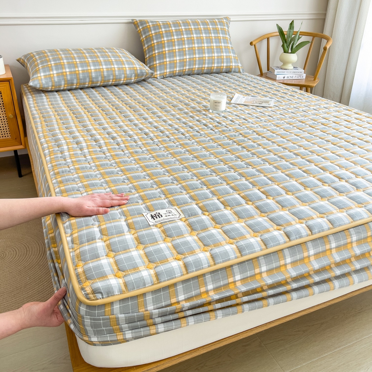 91家纺网 家纺一手货源 找家纺 （总）蕾诺家纺 2025新款新疆棉花夹棉床垫床笠保护套