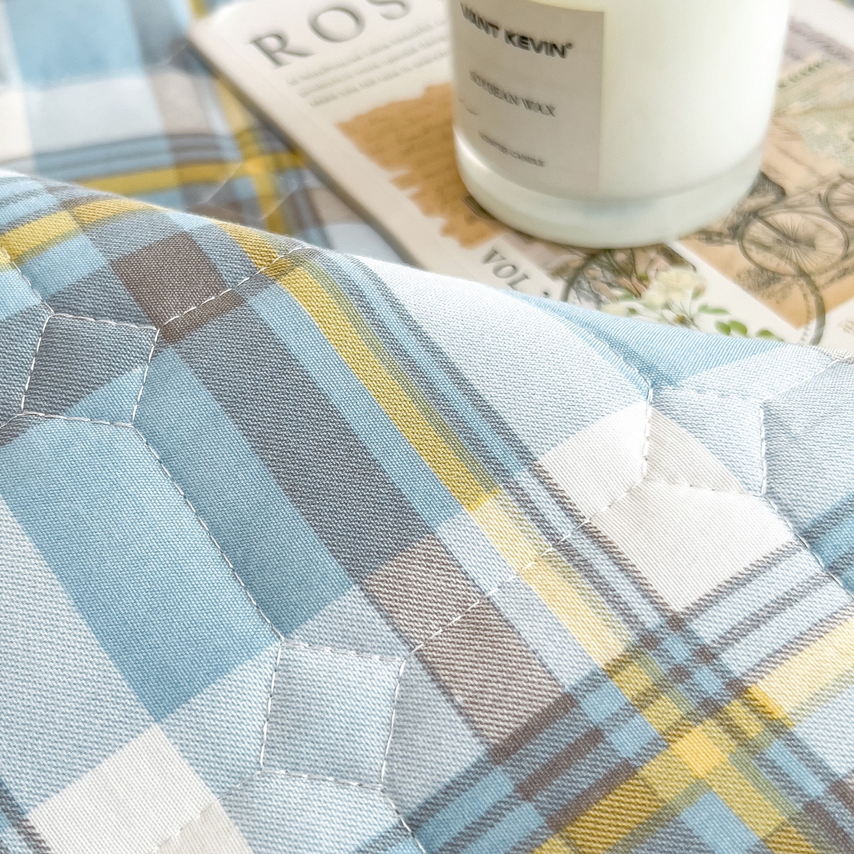 91家纺网 家纺一手货源 找家纺 蕾诺家纺 2025新款新疆棉花夹棉床垫床笠保护套 简兮蓝