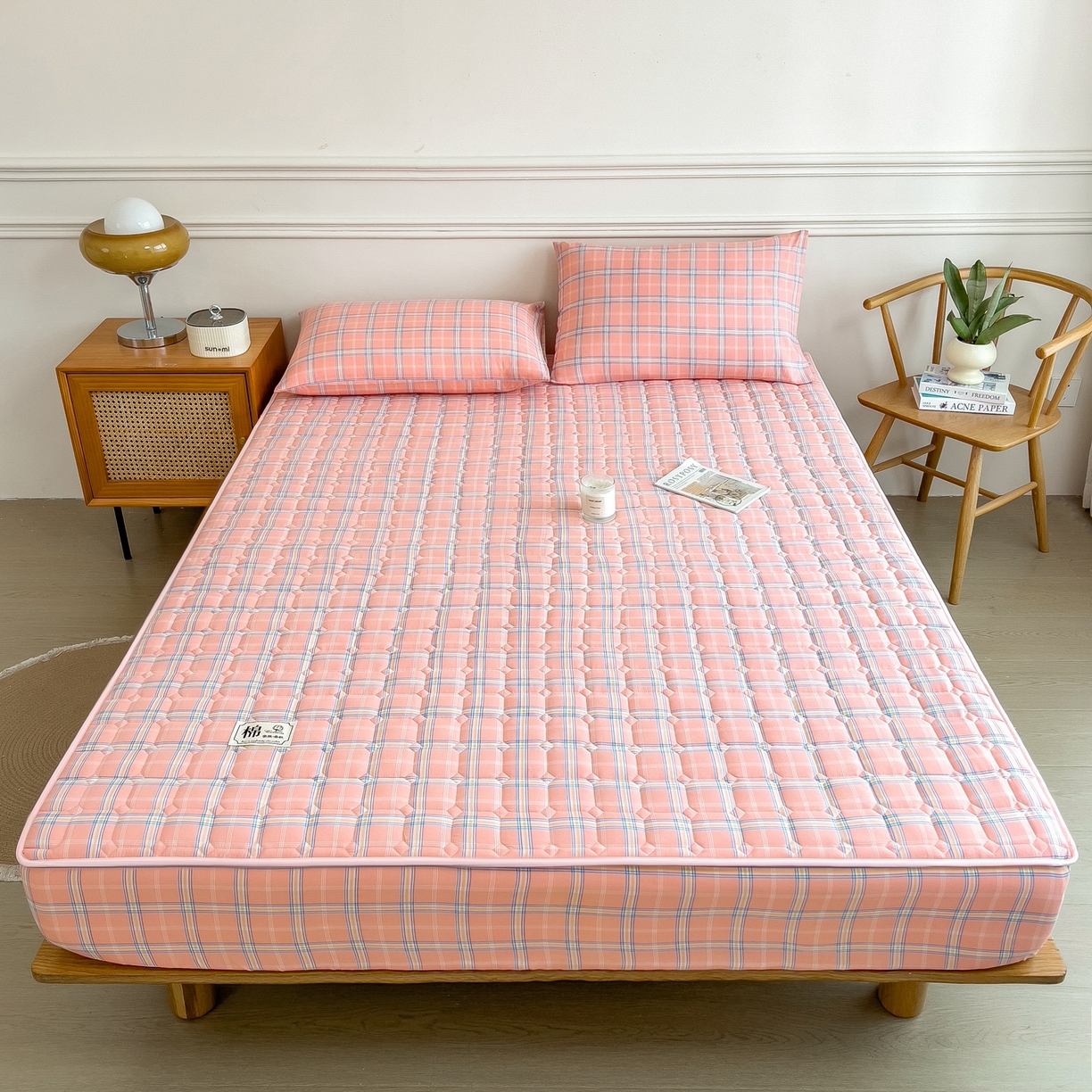 91家纺网 家纺一手货源 找家纺 蕾诺家纺 2025新款新疆棉花夹棉床垫床笠保护套 威尼斯粉