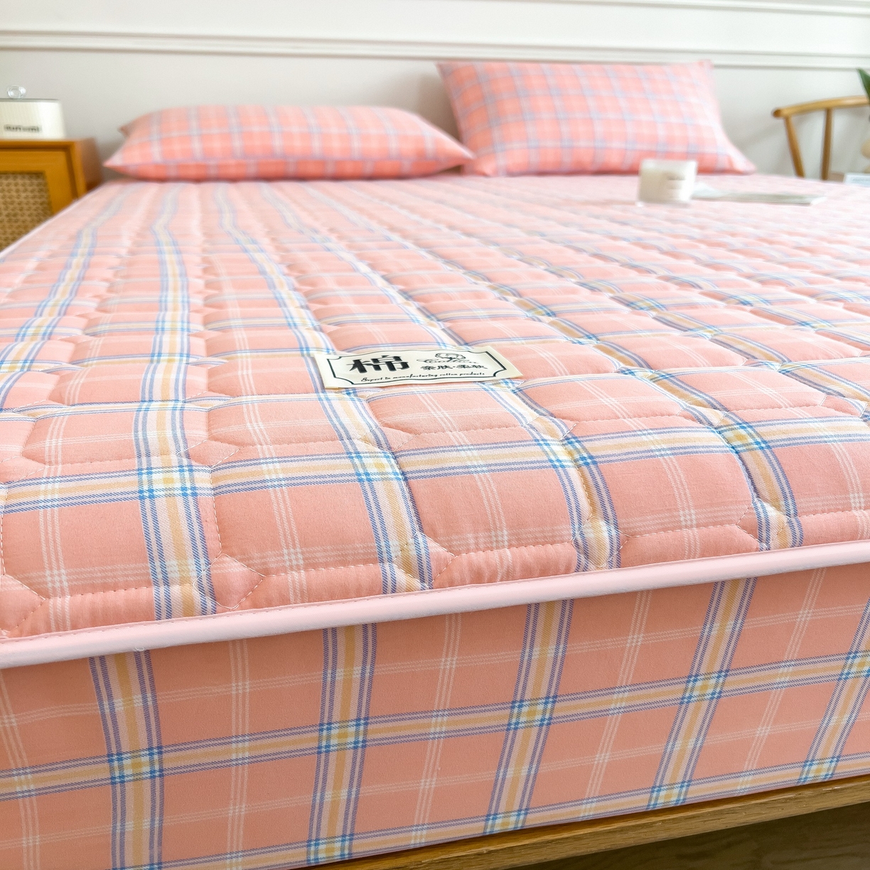 91家纺网 家纺一手货源 找家纺 蕾诺家纺 2025新款新疆棉花夹棉床垫床笠保护套 威尼斯粉