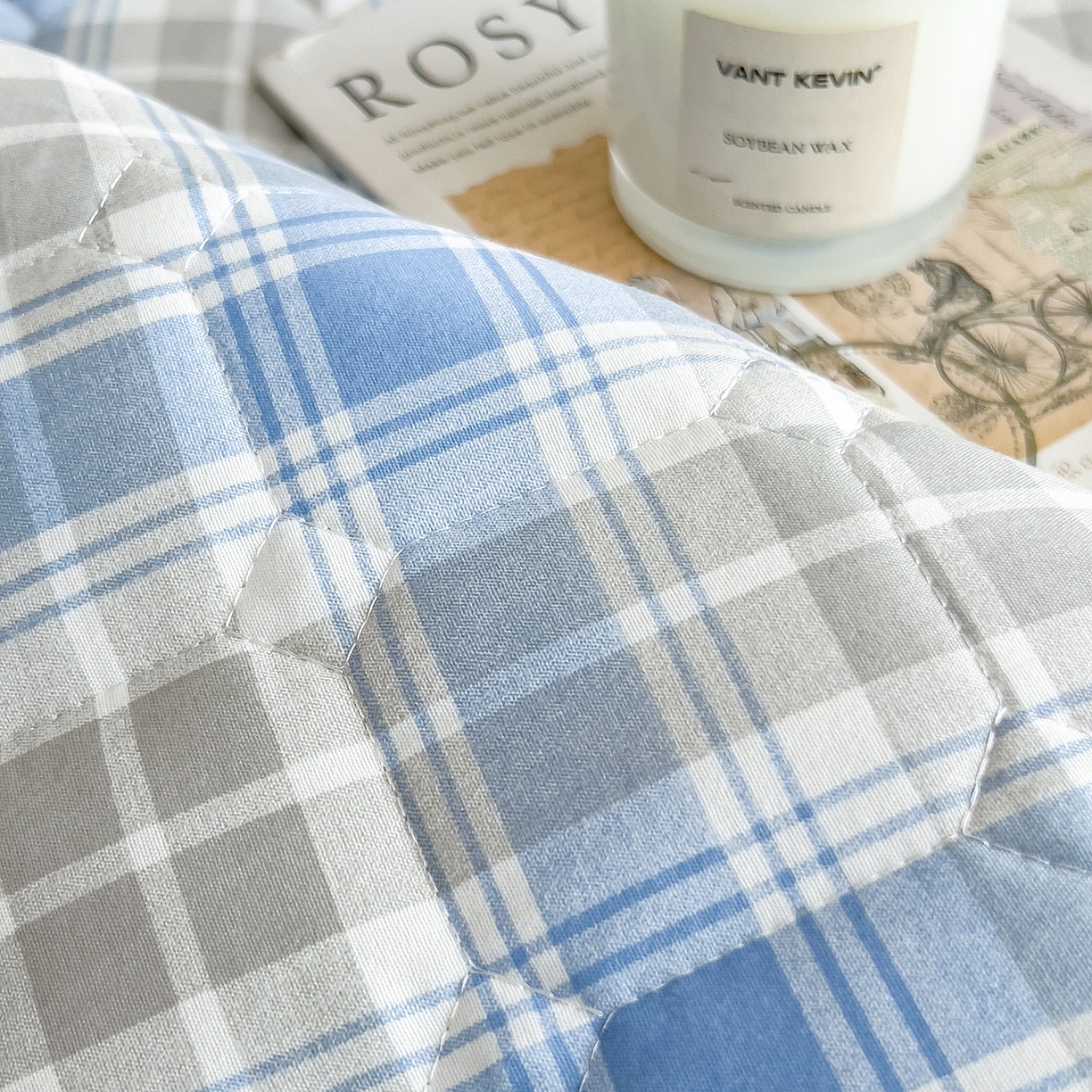 91家纺网 家纺一手货源 找家纺 蕾诺家纺 2025新款新疆棉花夹棉床垫床笠保护套 心语蓝