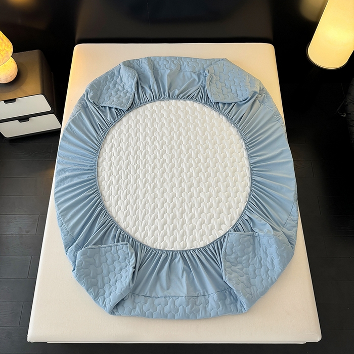 91家纺网 家纺一手货源 找家纺 十一家居 2025新款A类磨毛夹棉床笠 浅蓝