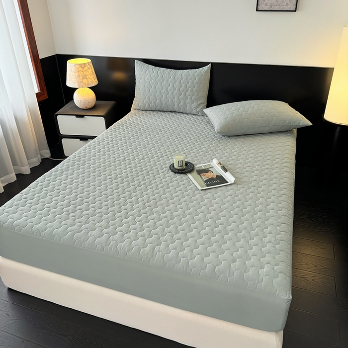 91家纺网 家纺一手货源 找家纺 十一家居 2025新款A类磨毛夹棉床笠 浅灰