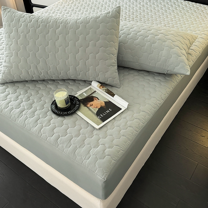 91家纺网 家纺一手货源 找家纺 十一家居 2025新款A类磨毛夹棉床笠 浅灰