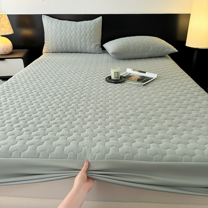 91家纺网 家纺一手货源 找家纺 十一家居 2025新款A类磨毛夹棉床笠 浅灰